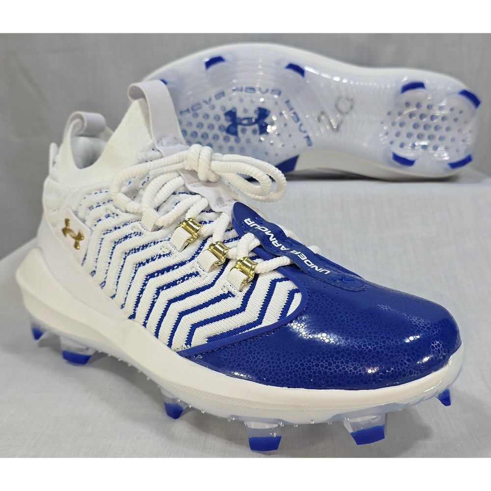 Under Armour HOVR Bryce Harper 7 Low TPU Baseball Cleats White Blue Size 10